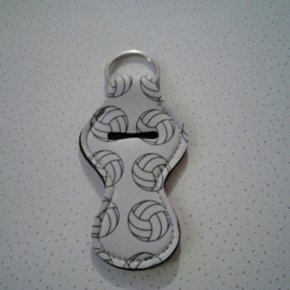 Volleyball Chapstick Holder Keychain